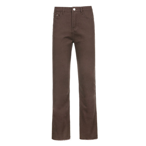 Brown High Waist Stretch Bootcut Jeans Women Casual Pants - ROUTINE FASHION